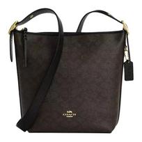 Coach Val 23 Adjustable Shoulder Strap Coated Canvas Pebble Leather Crossbody Bag Medium Women Bags Walnut Black CAB12-IMXAQ Basic Set (Bag+Dust Bag)