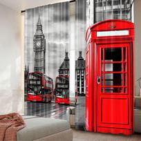 2 vnt. Londono užuolaidos Londono telefono būdelė gatvėje Tradicinė vietinė kultūrinė JK Retro Miegamajam, svetainei ir valgomajam 60×150