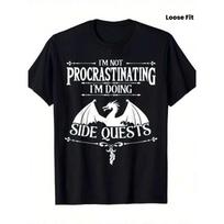 European sizes Men'S Funny Gaming T-Shirt  I'm Not Procrastinating I'm Doing Side Quests  with Dragon Silhouette S juoda