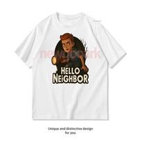 Hello Neighbor Puzzle Games Tshirt Woman Man Casual Cotton Graphic T Shirts Creative Streetwear Tops Tee Shortsleev Camisetas S