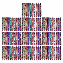 100Pcs Halloween Slap Bracelets Accessory Multiple Style Halloween Slap Bracelets for Kids Party Fun and Decoration 1