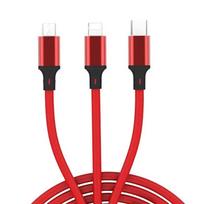 iLike CCI02 Pintinis virvės ilgas USB 3in1 laidas rinkinys USB į Mikro USB / Šviesos / Tipo-C 1m Raudona