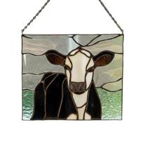 Handcrafted Black White Cow Suncatcher Stained Glass Style Window Hanging Panel 2D Acrylic Cow Ornament for Farmhouse Window Wall Decor Gift for 15cm A
