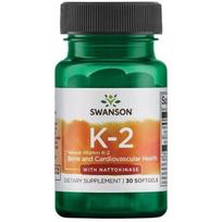 SWANSON Vitaminas K2 + Nattokinazė (30 kapsulių).