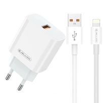 Kelioninis įkroviklis Jellico AK-165, Lightning/USB Type A, 100 cm, balta sp., 22.5 W
