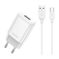 Kelioninis įkroviklis Jellico EU01, USB Type C/USB Type A, 100 cm, balta sp., 12 W
