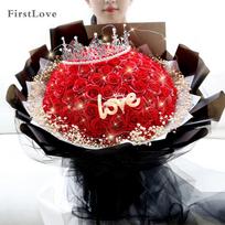 FirstLove 99 Raudonų Rožių Amžinas Muilo Gėlių Puokštė