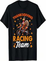 Thanksgiving Racing Team Funny Turkey Riding Dirt Bike Biker T-Shirt S įvairiaspalvis