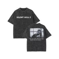 2026 Summer Unisex Vintage Top Silent Hill 2 Oversized T Shirt Cotton Vintage Washed T-shirt for Men Women Hiphop Streetwear L