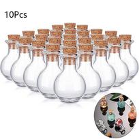 10 vnt. Mini stikliniai buteliukai Skaidrūs plaukiojantys buteliukai Maži norų buteliukai su kamšteliais Vestuvėms Gimtadienio šventei 23x16mm