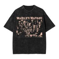 doll Marilyn Manson? T Shirt Hip Hop Washed Short Sleeve Harajuku T-Shirt  Vintage Men Women Streetwear Printed Tee Shirt 3XL įvairiaspalvis