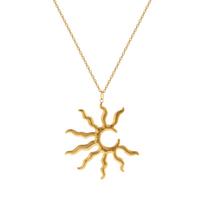 Stilingas Galaxy 18K tikro aukso padengtas 304 nerūdijančio plieno grandinėlės grandinėlės saulutės pakabukas karoliai moterims, dovana, 1 vnt. beige