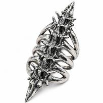Cyberpunk Spinal Bone Rings Gothic Skeleton Finger Rings Women Men Personality Trend Opening Adjustable Ring Armor Long Index