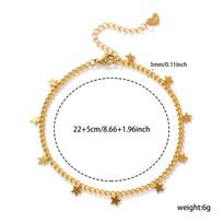 304 Stainless Steel Curb Link Chain Anklet 18K Gold Plated Butterfly Star Charms For Women Foot Jewelry Summer Gift 22cm long žvaigždė