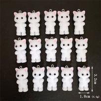 30 Piece Bulk Wholesale Flocking Pendants Kawaii Cat Animal Chamrs For Keychain Necklace Pendant DIY Crafts Jewelry Making balta