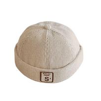 Letter Embroidered Baby Brimless Hat Spring Autumn Toddler Docker Caps  for Infant Boy Girl smėlis
