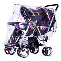Double Seat Twin Stroller Rain Cover Windproof Front Rear Baby Protection skaidri