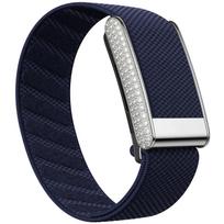Diamond-Embedded Case for Whoop 5.0 Nylon Woven Elastic Strap Casual Wristband with Full-Diamond Bright Silver Metal U-Frame For WHOOP 5.0 tamsiai mėlyna spalva