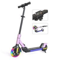 Foldable Kids Electric Scooter with LED Light Up Wheels & Light Deck, 3 Adjustable Height for Ages 6-12 Teens , Max Load 50KG rožinė