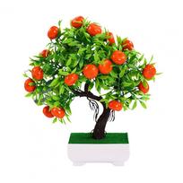 Artificial Fruit Tree Fake Plant Bonsai Simulation Plastic Mandarin Orange Blooming Small Potted Ornament Home Garden Decoration oranžinė