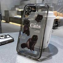 Black Cat telefono dėklas skirtas iPhone 15 14 Pro Max Case iPhone 11 12 13 Pro Max XR X XS 7 8 14 15 Plus SE mielas animacinis silikoninis dangtelis For iPhone 14 Plus