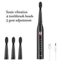 Sonic elektrinis dantų šepetėlis suaugusiems balinantis laikmatis minkšti šereliai IPX7 atsparus vandeniui 5 režimų USB įkrovimas dantų šepetėlis 4 spalvų