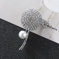 Temperament Dandelion Inlaid Diamond Brooch, Women'S Coat Pearl Corsage Suit Accessories Pin sidabras