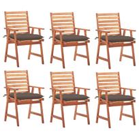 Lauko valgomojo kėdės su pagalvėlėmis 6vnt akacija