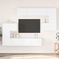 Televizoriaus spintelių komplektas 8 dalių baltas mediena