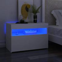Naktinės spintelės su LED 2vnt baltos 60x35x40cm mediena
