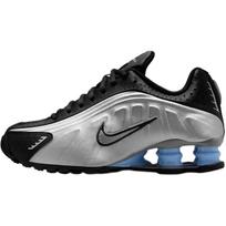 Nike Shox R4 GS Metallic Silver Psychic Blue Kids Sneakers Grey Black CW2626-004 35.5