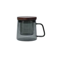S|P Collection Luma Grey puodelis su stikliniu sieteliu ir dangteliu, 370 ml