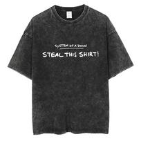 Skalbti Vintažiniai System of A Down Steal This Shirt Marškinėliai Vyrams Moterims Laisvalaikio Roko Trumpomis Rankovėmis Vyriški Dydžio Didesni Medvilniniai Retro Marškinėliai S įvairiaspalvis