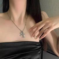 Women Gothic Cross Necklace Black Pendant With Pearl Chain Trendy Retro Statement Fashion Jewelry Party Holiday Gift