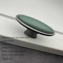 High-grade pearl gray black emerald green solid ceramic drawer handle oval cabinet door handle