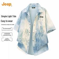 JEEP Ink Dye Short Sleeve Casual Shirt L