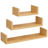 Zestaw 3 Półek Bambus Na Ścianę Do Salonu Pokoju Begryf 60X15X10