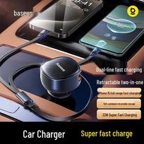 Baseus Retractable Dual Type-C Car Charger 33W