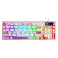 HP K500F Mechanical Feel Wired Keyboard, Quiet Multifunctional Knob for Office, Pink, 98-Key Layout rožinė