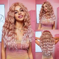 ALAN EATON sintetinis Barbie perukas ilgas banguotas garbanotas ombre nuo tamsiai rožinės iki šviesiai rožinės spalvos karščiui atsparūs perukai moterims ir mergaitėms brown