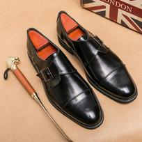 Fashion Spring Italian Brand Loafers Shoes Buckle Leather Shoes Large 38-48 Thick Sole Casual Shoes Men's British Style Brock Men Shoes 38 juoda
