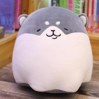 Karštas Naujas Mielas Storas Shiba Inu Pliušinis Žaislas Kimštas Minkštas Gyvūnas Šuo Pagalvė Kalėdinė Dovana Pliušas Vaikams Mergaitėms Kawaii Dovana 25x30cm pilka