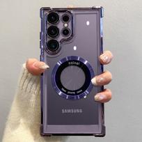 Prabangus dengimas Magnetinis Belaidis Įkrovimo Dėklas Samsung S25 S24 Ultra S23 FE S22 Plus Skaidrus Smūgiams Atsparus Apsauginis Kameros Dangtelis For S22