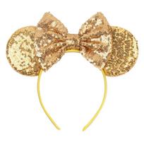 9,5 CM Nauja miela blizganti karūnos plaukų juosta su blizgučiais ir kaspinėliais, pelės ausų galvos juosta, vaikams, festivaliui, vakarėliui, Cosplay galvos juosta Size fits all
