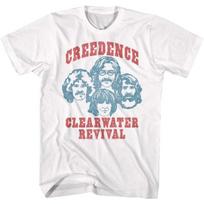 Creedence Clearwater Revival White Graphic Crew Neck, Short Sleeve Shirt - Soft Vintage Style Band T Shirt for Men & Women S balta