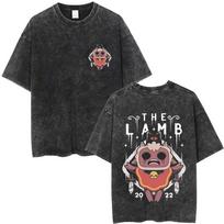 Washed Vintage Game Cult of The Lamb Graphic T-shirt Men Women Casual Cotton Oversized T-shirts Unisex Cosplay Player T Shirts S