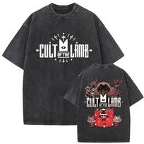 Hot Game Cult of The Lamb Vintage Washed Graphic T Shirt Men Women Fashion Gothic Harajuku Short Sleeve T-shirts Y2k Streetwear S