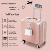 Jiang Ce 18-inch Aluminum Frame Carry-on Suitcase 18 inch vyšnių žiedų rožinė spalva