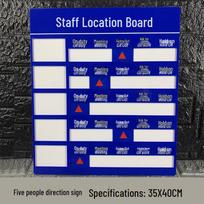 HKT-123 Acrylic 5-Person Personnel Status Board 35x40cm