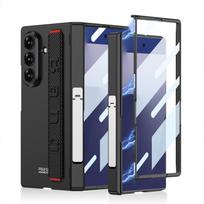 For Samsung Galaxy Z Fold 7 Case Hard With Stand Middle hinge Wrist strap Protective Back Cover For samsung Z Fold 7 Phone Shell Galaxy Z Fold7 anglies pluošto juodos spalvos